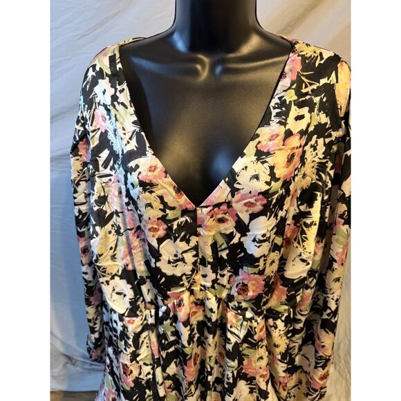 Torrid Floral Ruffle Party Dress Womens Plus Size 2 2X Fit Flare Long Sleeve - Picture 2 of 3